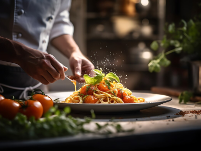 Gordon Ramsay cook making delicious pasta.